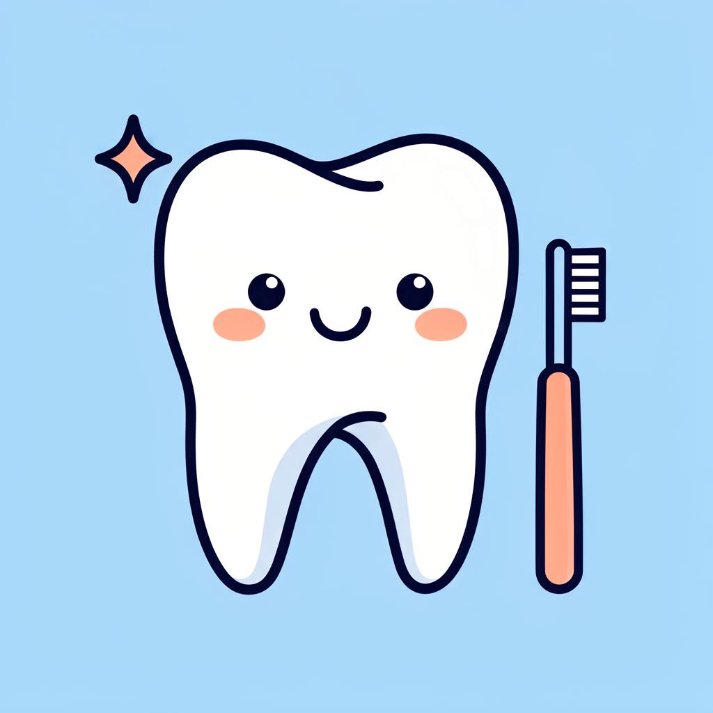 Friendly cartoon tooth with toothbrush