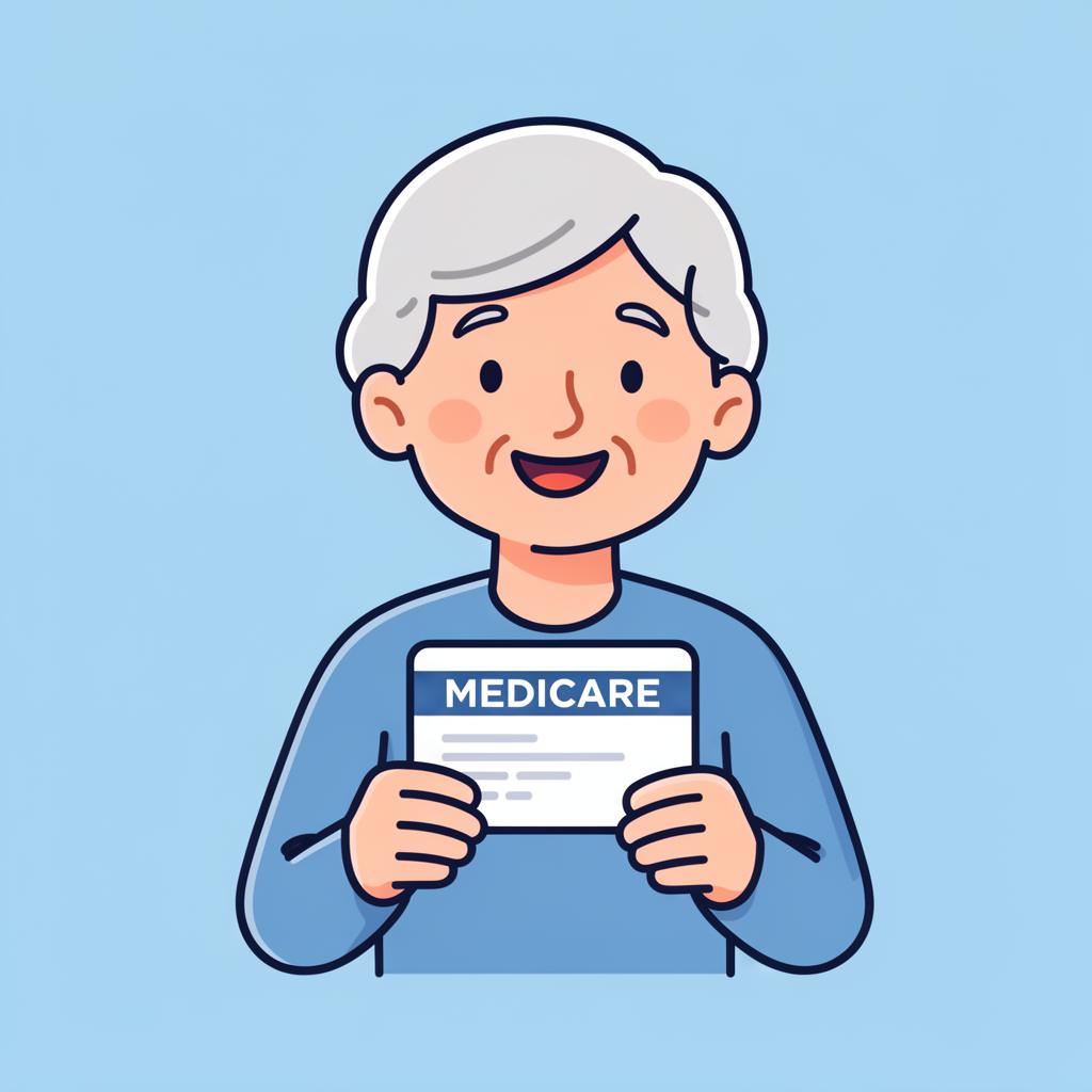 Senior smiling holding a Medicare card