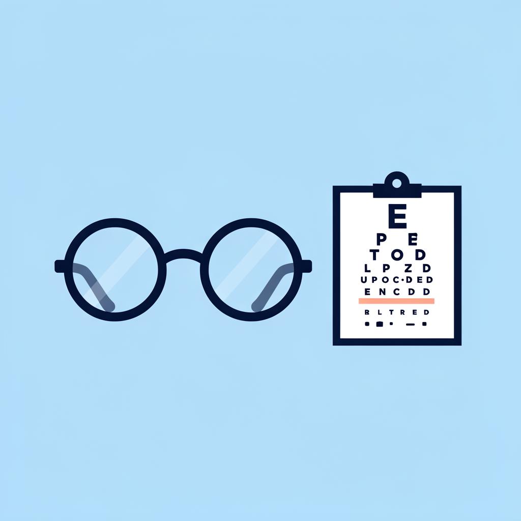 Round glasses next to an eye chart